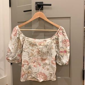 White & pink floral top